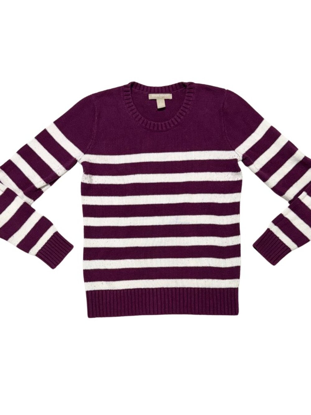 Banana Republic Striped Knit Sweater Size Small Purple and White